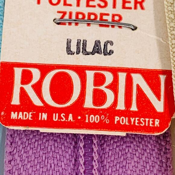 Robin Zipper Varied Lengths Polyester Nylon Multicolor Lot 6 Zippers Made in USA - Picture 7 of 8